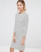 Just Female Nine Stripe Dress - White