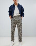 Daisy Street Peg Pants In Zebra Print-multi