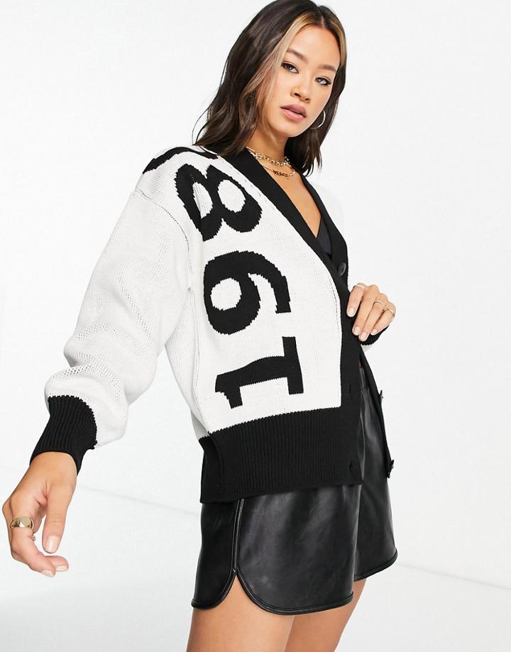 Topshop Knitted 1980 Cardigan-white