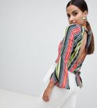 Missguided Striped Open Back Top - Multi