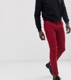 Asos Design Tall Slim Chinos In Wine Red - Red