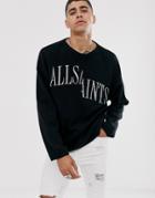 Allsaints Oversized Split Logo Sweater In Black