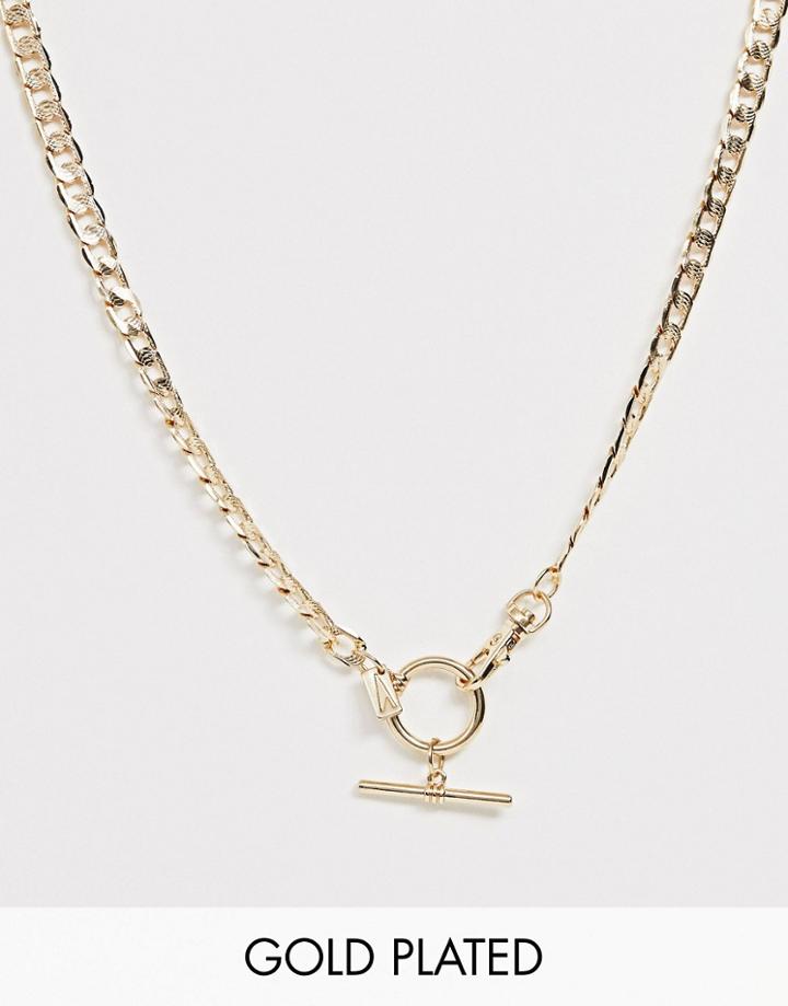 Regal Rose Gold Plated T Bar Curb Chain Necklace