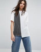 Asos T-shirt With Vertical Stripe Panel Details - Multi