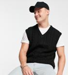 New Look Relaxed Cable Knit Vest In Black