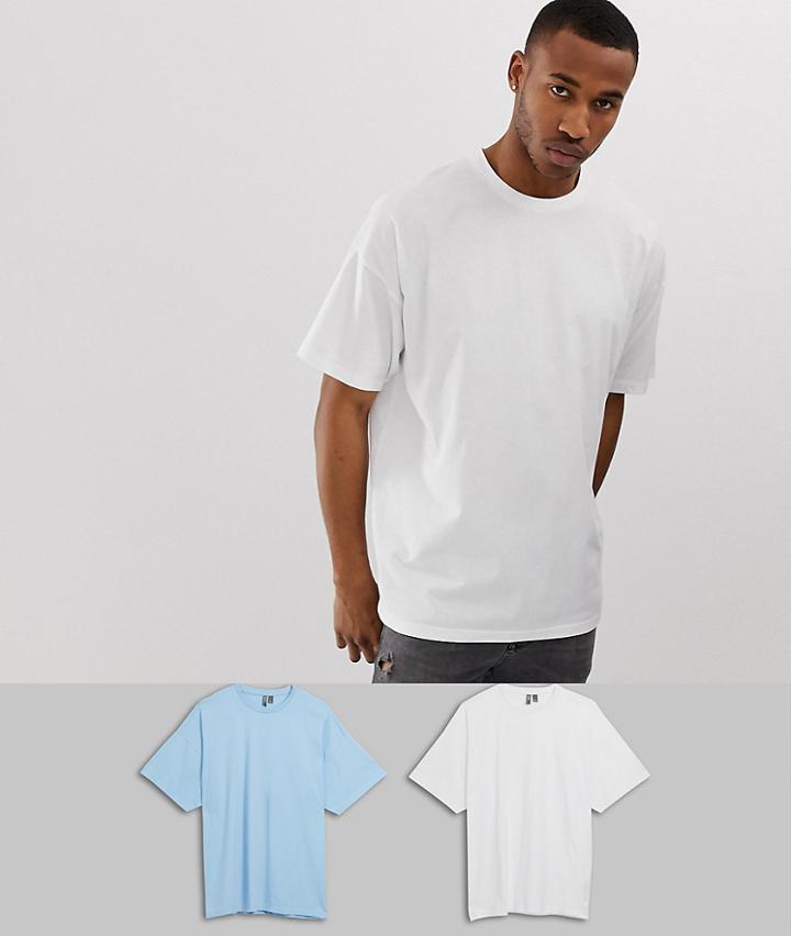 Asos Design Oversized T-shirt With Crew Neck 2 Pack Multipack Saving - Multi