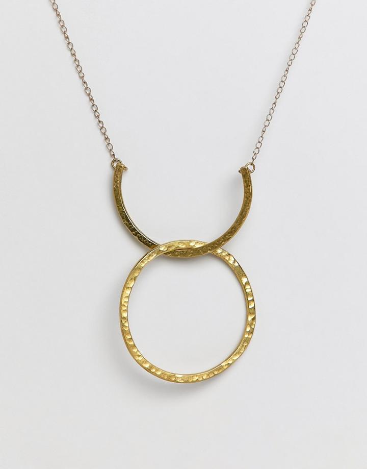 People Tree Fair Trade Silver Plated Brass Arc And Hoop Necklace - Gold