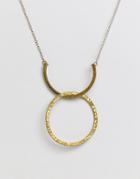People Tree Fair Trade Silver Plated Brass Arc And Hoop Necklace - Gold