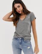 Abercrombie & Fitch Deep V Neck T-shirt-gray