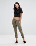 Pam & Gela Moto Lace Up Joggers - Green