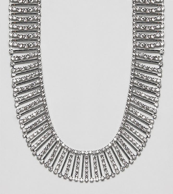 Designb London Crystal Statement Necklace - Silver