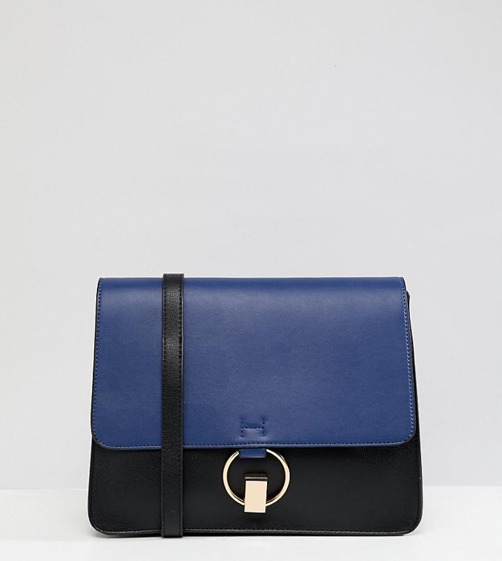Warehouse Color Block Satchel Bag In Navy - Navy