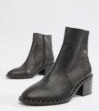 Asos Design Realm Leather Mid Ankle Boots-black