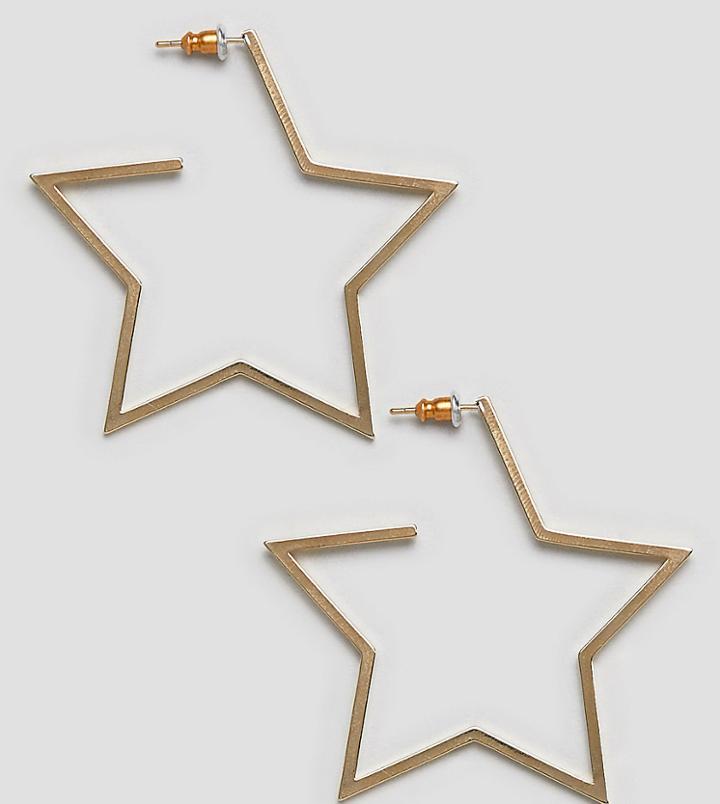 Orelia Gold Plated Star Hoop Earrings - Gold