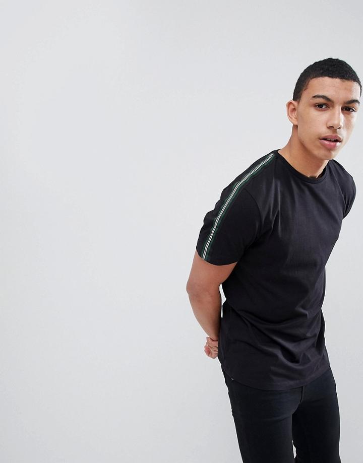 New Look T-shirt With Side Stripe In Black - Black