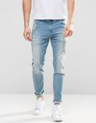 Asos Skinny Jeans With Abrasions - Blue