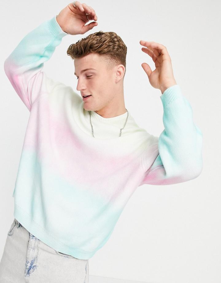 Asos Design Knit Sweater With Dip Dye In Multicolor