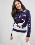 Brave Soul Ski Ya Later Holidays Sweater - Navy