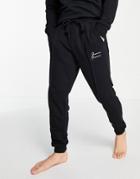 Jack & Jones Premium Lounge Cuffed Sweatpants With Script Logo In Black - Part Of A Set
