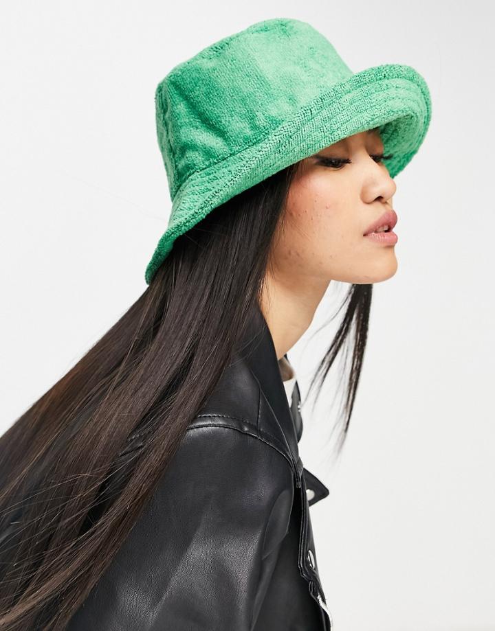 Asos Design Towelling Bucket Hat In Bright Green