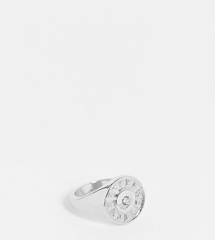 Reclaimed Vintage Inspired Unisex Chunky Overszied Signet Ring In Silver