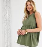Asos Design Maternity Sleeveless Smock Top-green