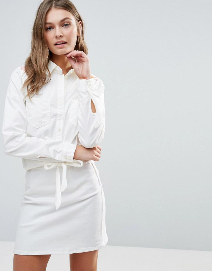 Vero Moda Florence Embroidered Western Shirt - White