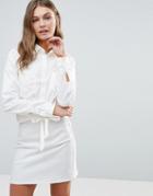 Vero Moda Florence Embroidered Western Shirt - White