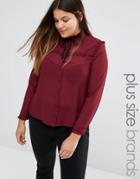 Alice & You Tie Neck Blouse With Ruffle Trim - Red