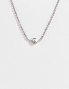 True Decadence Collar Necklace In All Over Crystal And Heart Pendant-silver