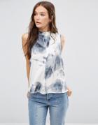 B.young High Neck Tie Dye Top - Blue