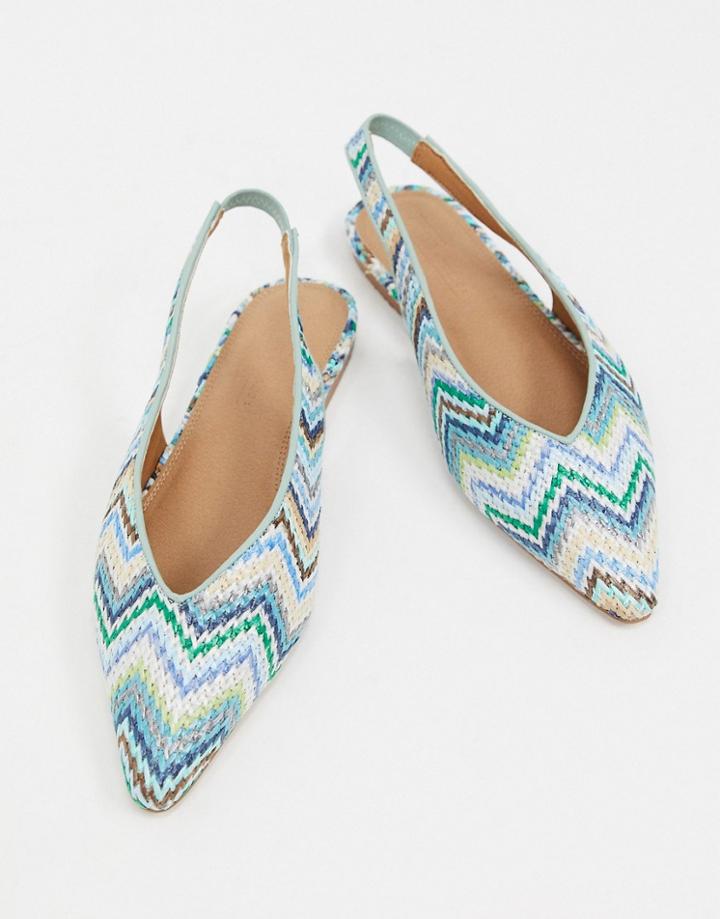 Asos Design Lacy Slingback Ballet Flats In Weave-multi