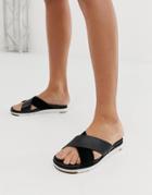 Ugg Kari Cross Strap Slides In Black - Black