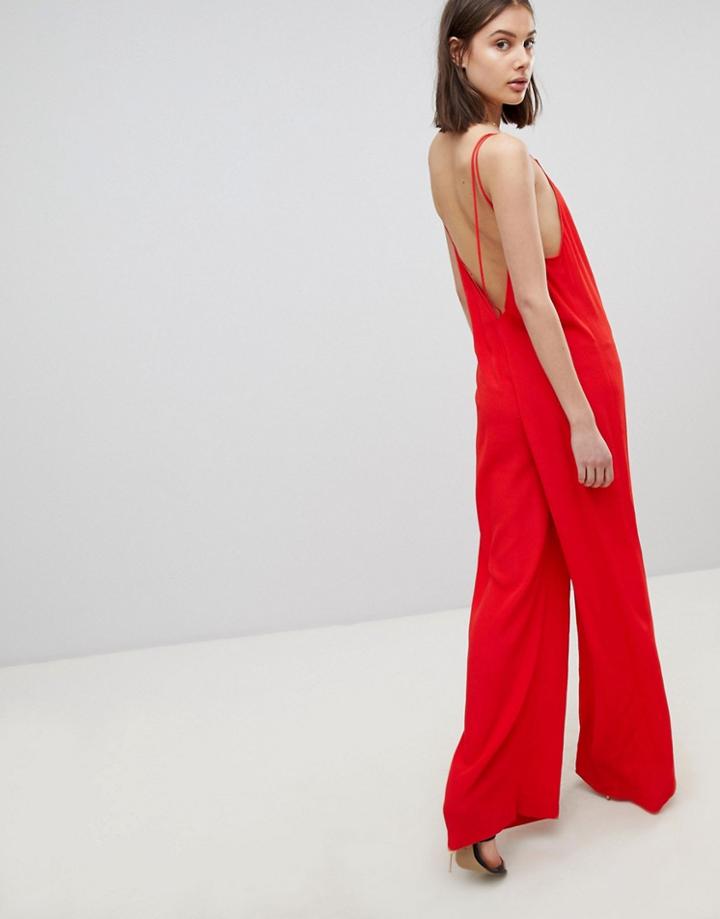 Ba & Sh Wide Leg Jumpsuit - Red