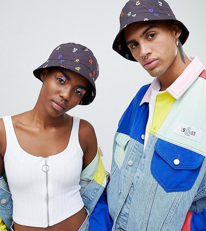 Asos Design X Glaad & Bucket Hat In All Over Print - Black