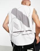 Asos Unrvlld Spply Oversized Tank With Back Logo Print In White