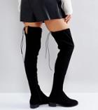 Asos Keep Up Wide Fit Extra Wide Leg Over The Knee Boots - Black