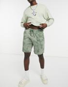 Asos Design Oversized Jersey Shorts In Green Tie Dye - Part Of A Set