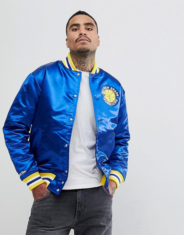 Mitchell & Ness Nba Golden State Warriors Satin Jacket - Blue