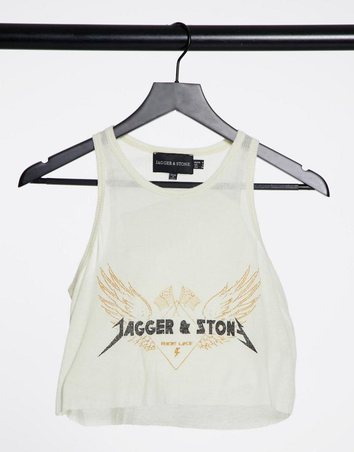 Jagger & Stone Relaxed Tank Top With Angel Energy Print-white