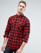 Pull & Bear Regular Fit Checked Shirt In Red - Red