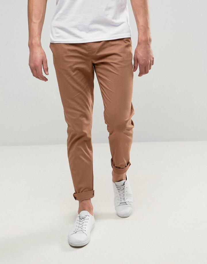 Another Influence Tie Waist Slim Chino Pants - Tan