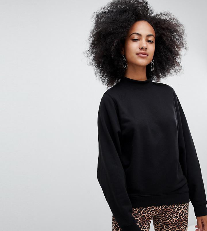 Monki High Neck Oversized Sweatshirt In Black