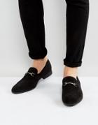 Asos Loafers In Black Faux Suede With Snaffle Detail - Gray