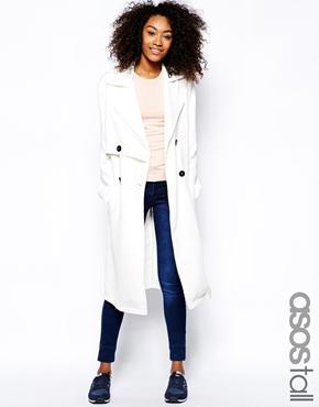 Asos Tall Double Breasted Trench - White