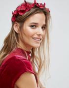 Asos Statement Flower And Chain Hair Garland - Red