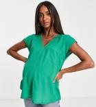 Asos Design Maternity Pocket Tee With Longline Back In Green