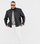 Jacamo Plus Leather Biker Jacket - Black