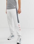 Adidas Originals Trefoil Stripe Sweatpants In White - White