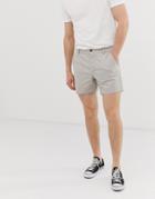 Asos Design Skinny Shorter Chino Shorts In Beige - Beige